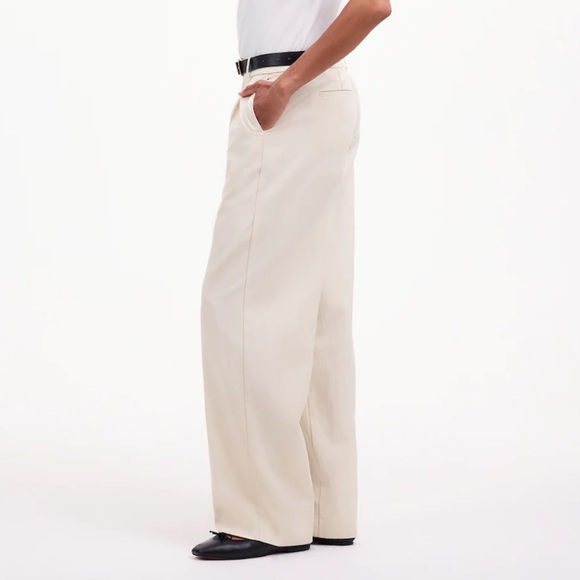 NEW MADEWELL The Slouchy Straight Pants Pleated Wide Leg Slacks in Stone Size 12 - Picture 2 of 9